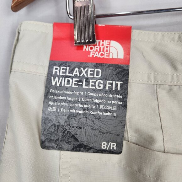 NWT The North Face Water Repellent UV Shorts Womens 8/R Tan Relaxed Wide Leg - Picture 3 of 14